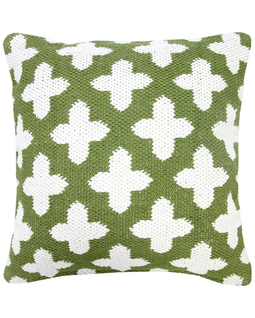 Lr Home Brynn Modern Cross Woven Geometric Throw Pillow In Green