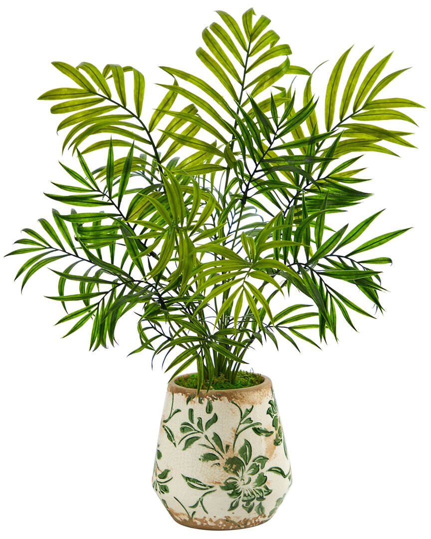 Nearly Natural 18in Mini Areca Palm Artificial Plant In Floral Vase In Green
