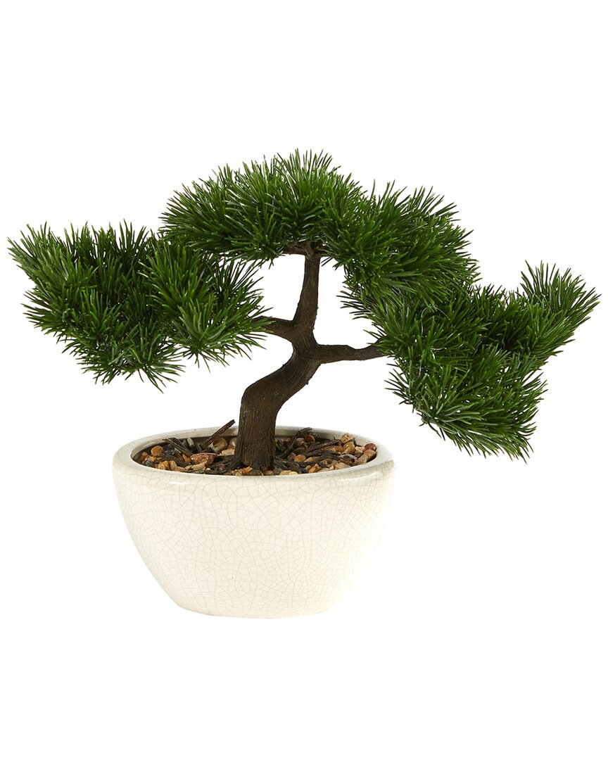 Nearly Natural 10in Cedar Bonsai Artificial Tree In Decorative Planter In Green