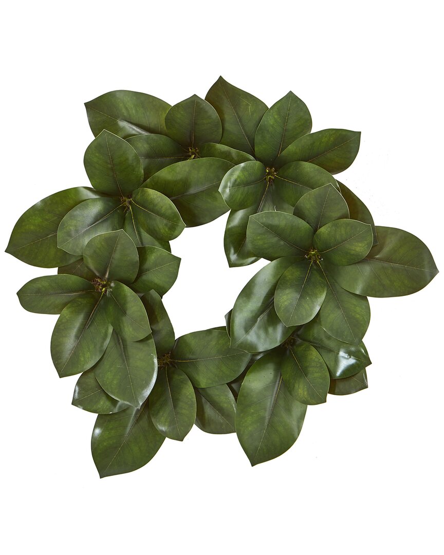 Nearly Natural 22in Magnolia Leaf Artificial Wreath In Green