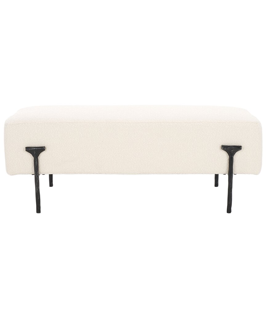 Safavieh Couture Jessa Boucle Bench In White