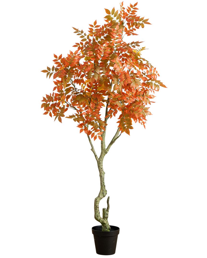 Nearly Natural 7ft. Autumn Sumac Artificial Fall Tree In Orange