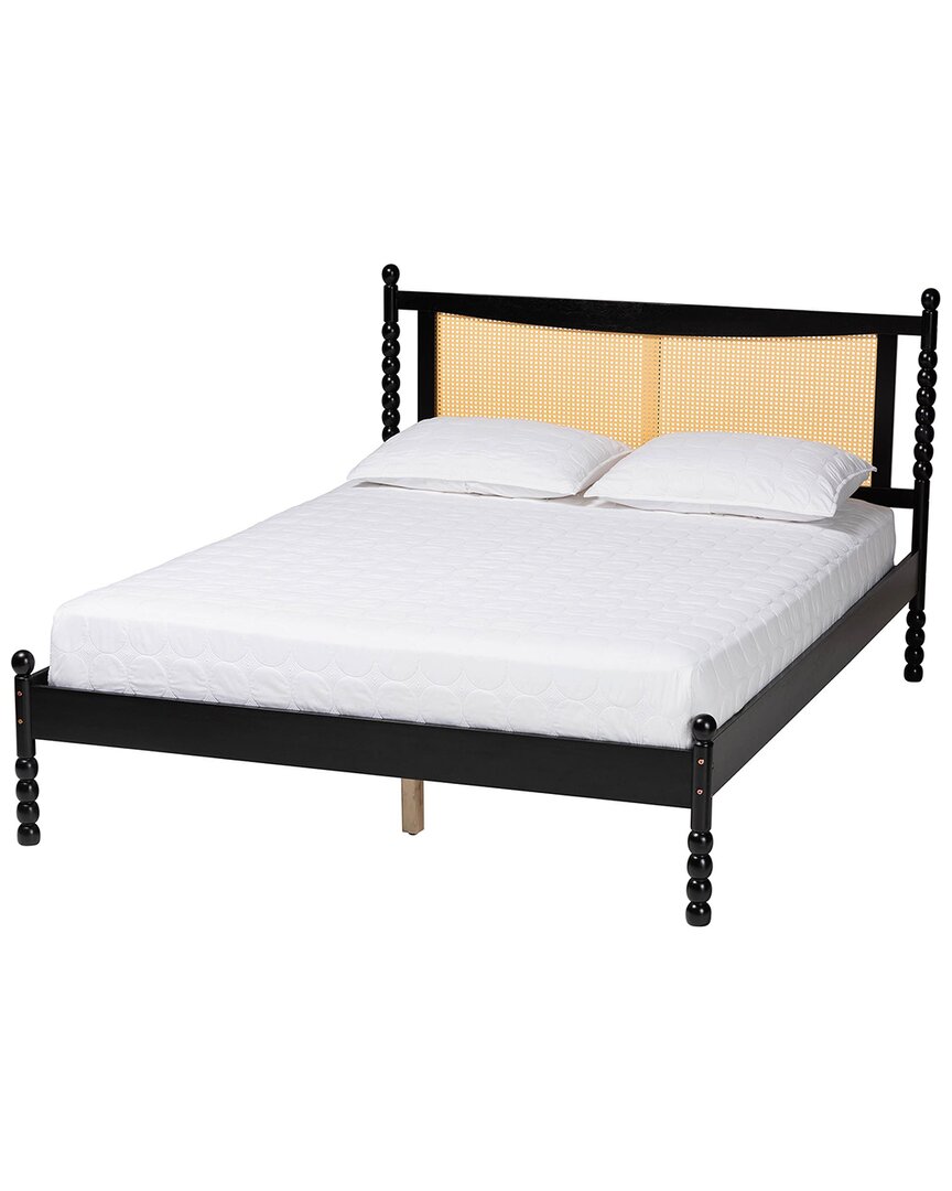 Baxton Studio Okena Mid-century Modern Wood Queen Size Platform Bed With Woven  Rattan