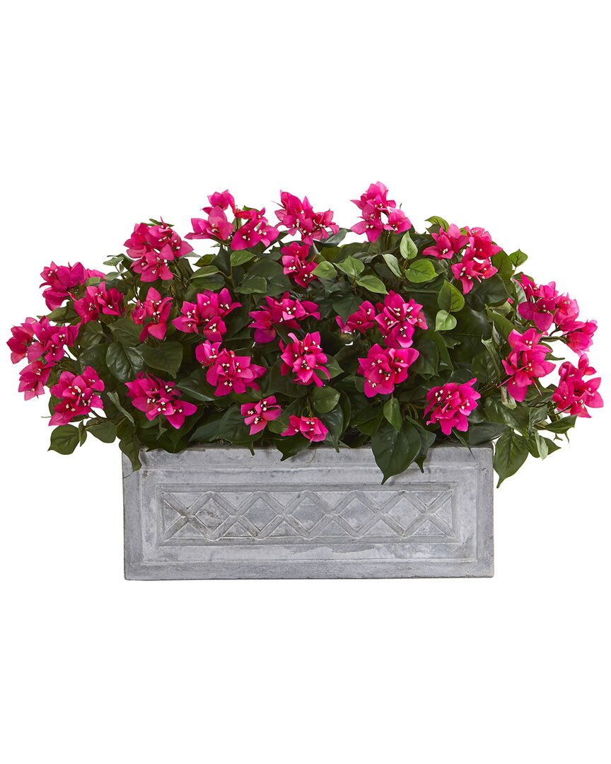 Nearly Natural 30in Bougainvillea Artificial Plant In Stone Planter In Pink