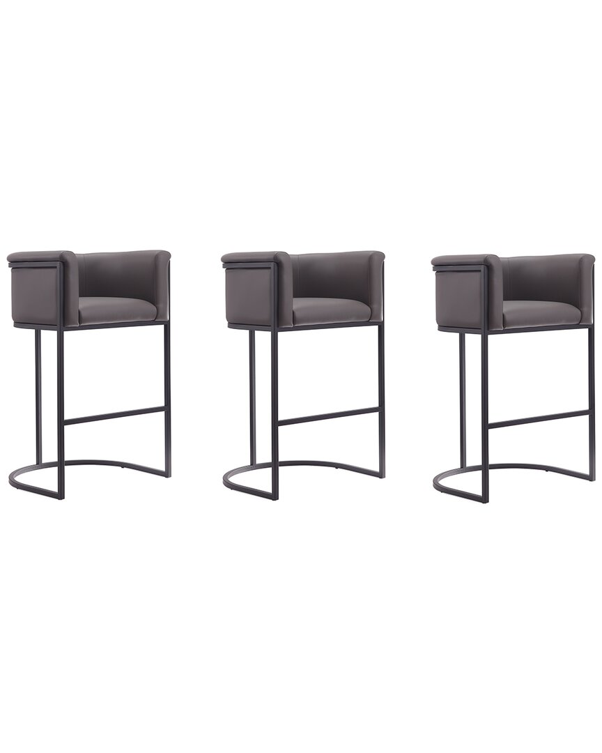 Manhattan Comfort Set Of 3 Cosmopolitan Bar Stools In Gray