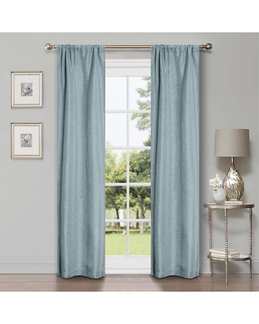 Shop Superior 26x84 Linen-inspired Classic Modern Blackout 2pc Curtain Panel Set In Blue