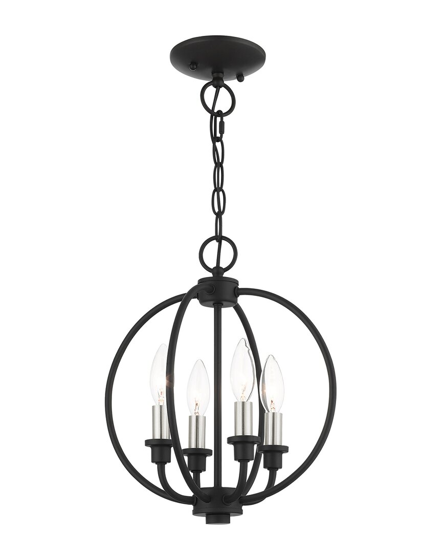 Livex Lighting 4-light Black With Brushed Nickel Accents Convertible Semi Flush Chandelier