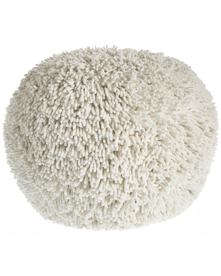 Lr Home Amelia Cream Solid Hand-tufted Ottoman Pouf In White