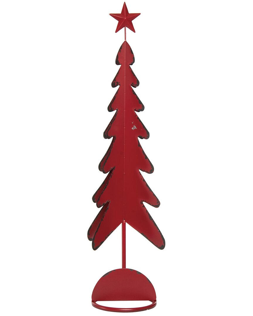 Transpac Metal 30in Christmas Dimensional Tree In Red