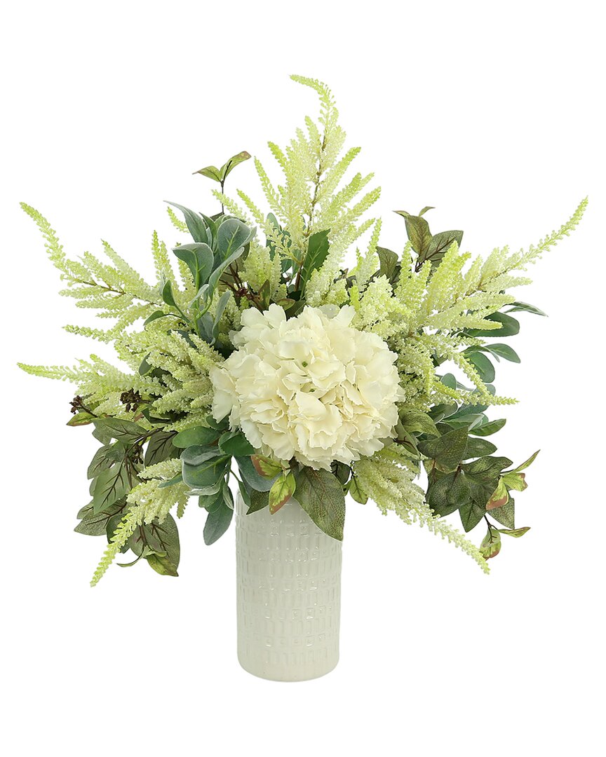 Creative Displays Cream Hydrangea, Lamb's Ear And Astilbe Floral Centerpiece In White