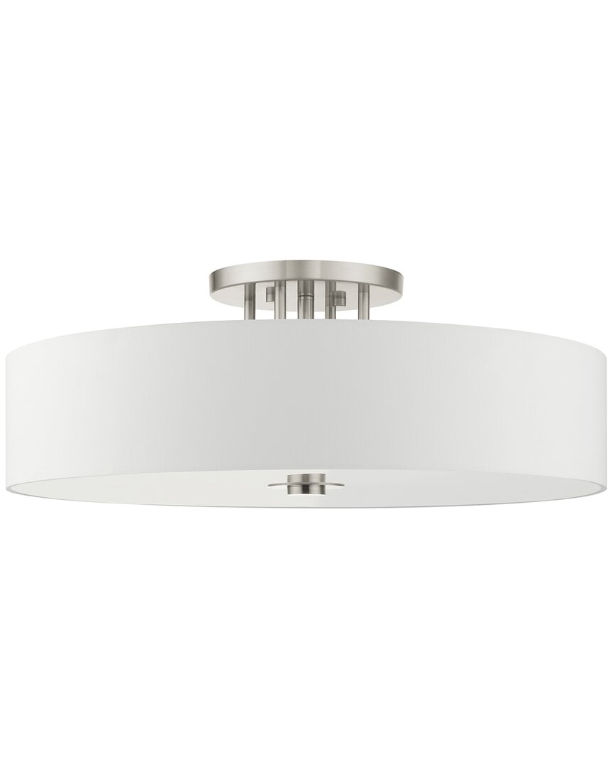 Livex Lighting Meridian Nickel 6 Light Semi-flush In Nickel