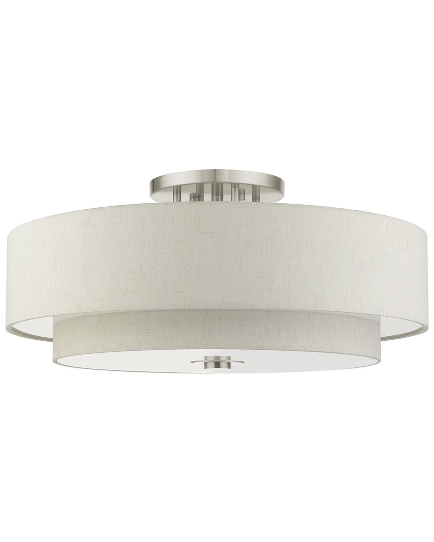 Livex Lighting Meridian Nickel 6 Light Semi-flush 2 In Nickel