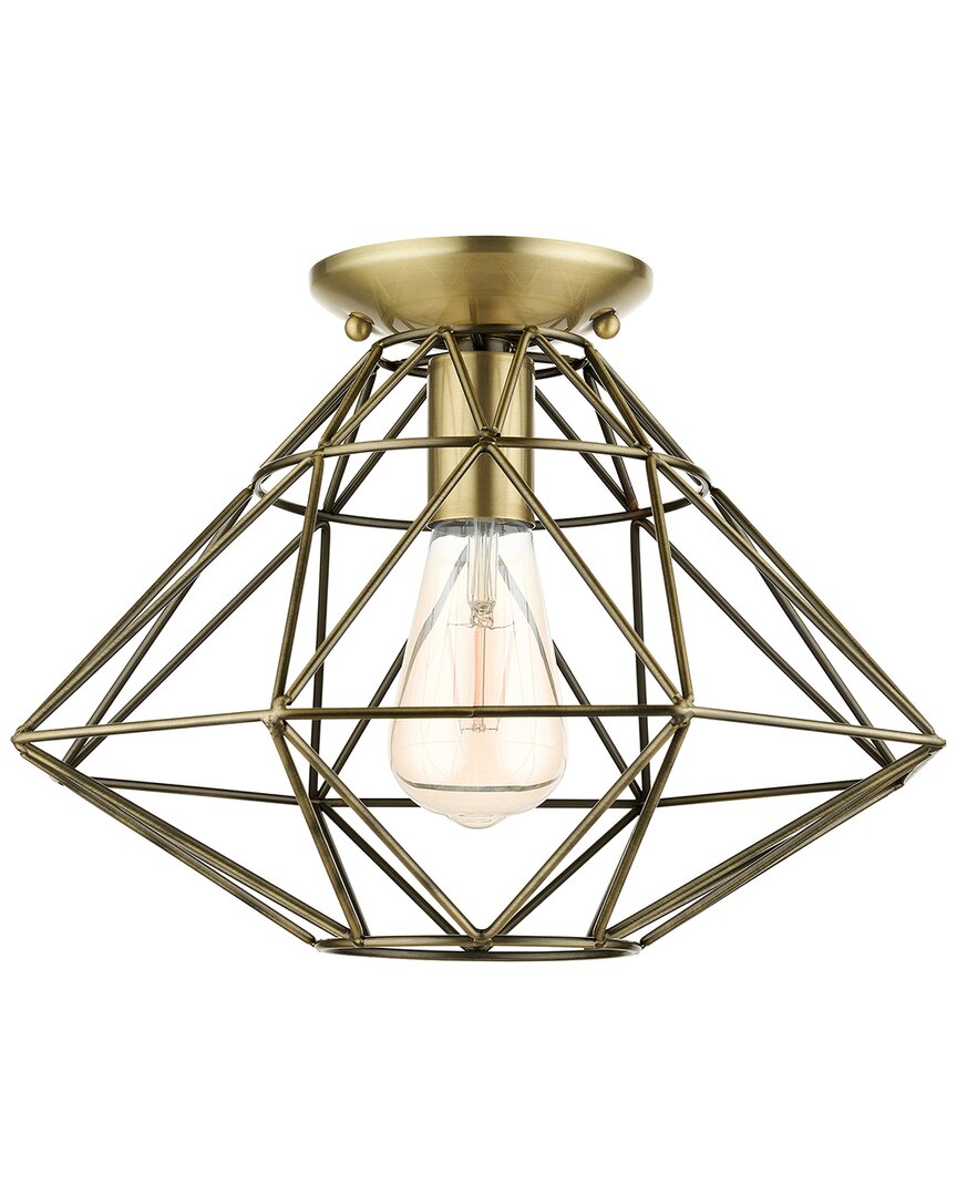 Livex Lighting Geometric Brass-flush Mount In Brass