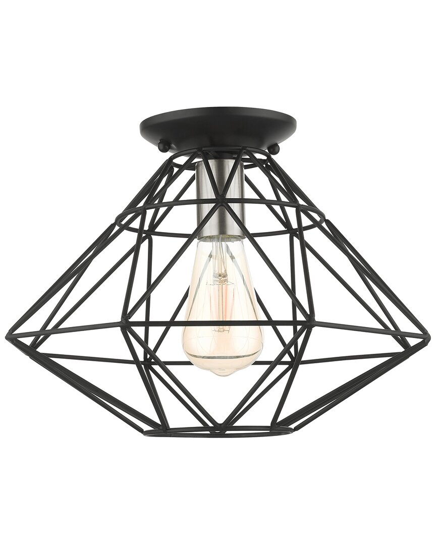 Livex Lighting Geometric Black-flush Mount In Black