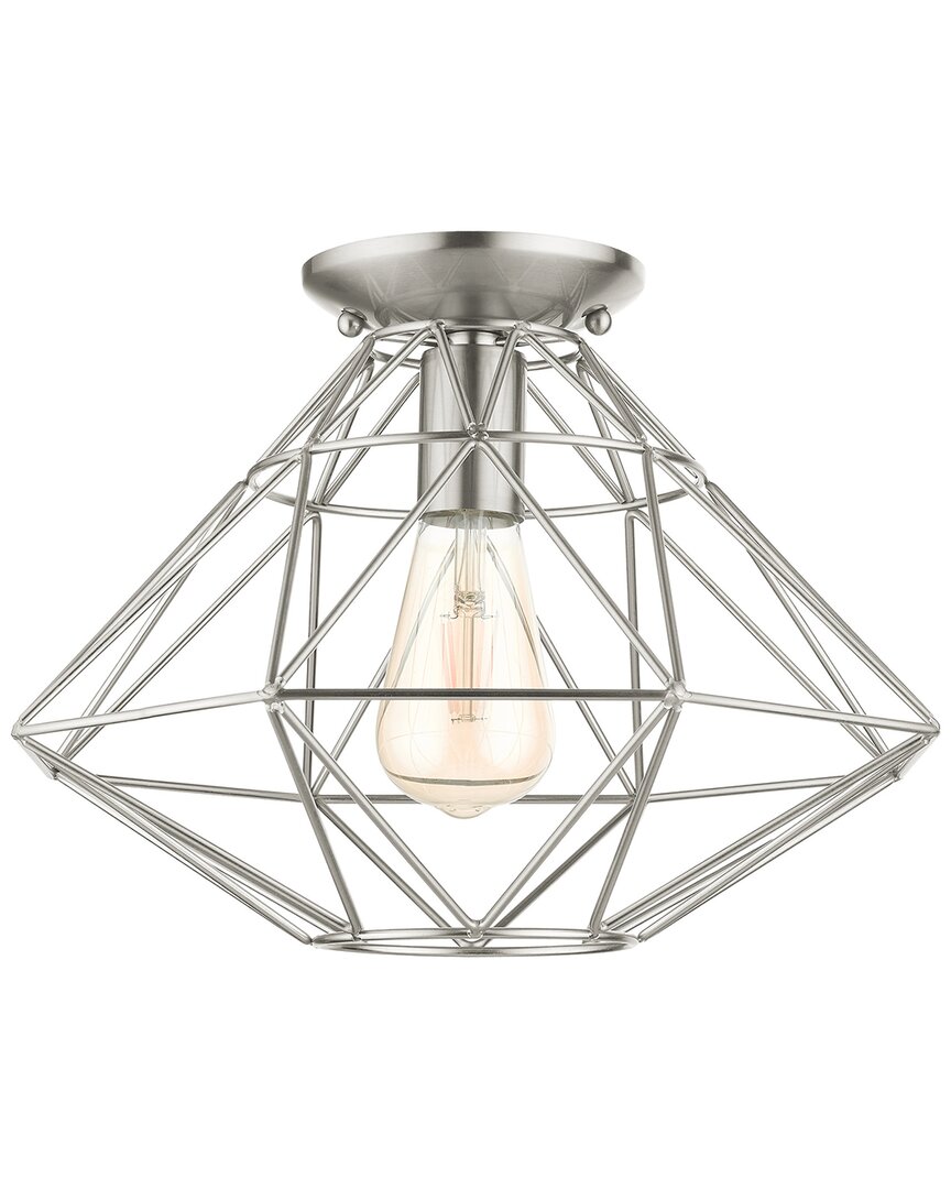 Livex Lighting Geometric Nickel-flush Mount In Nickel
