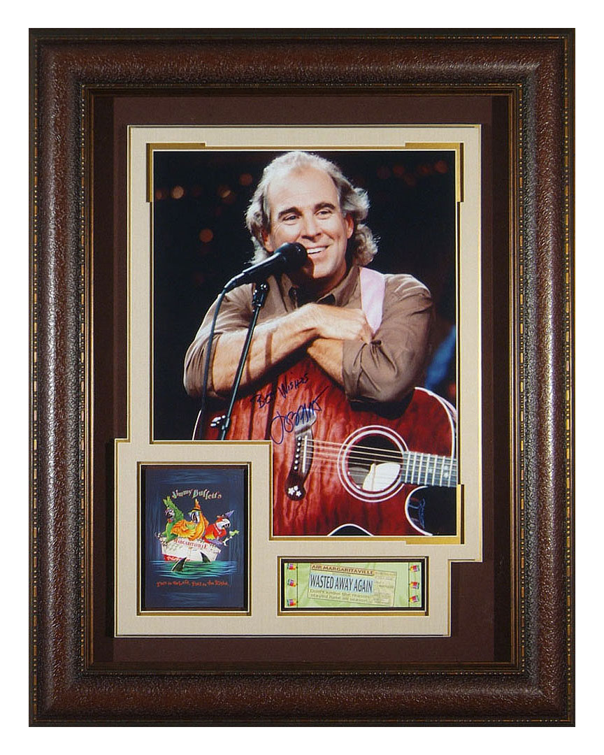 Millionaire Gallery Jimmy Buffett Autographed Photograph Framed In Brown