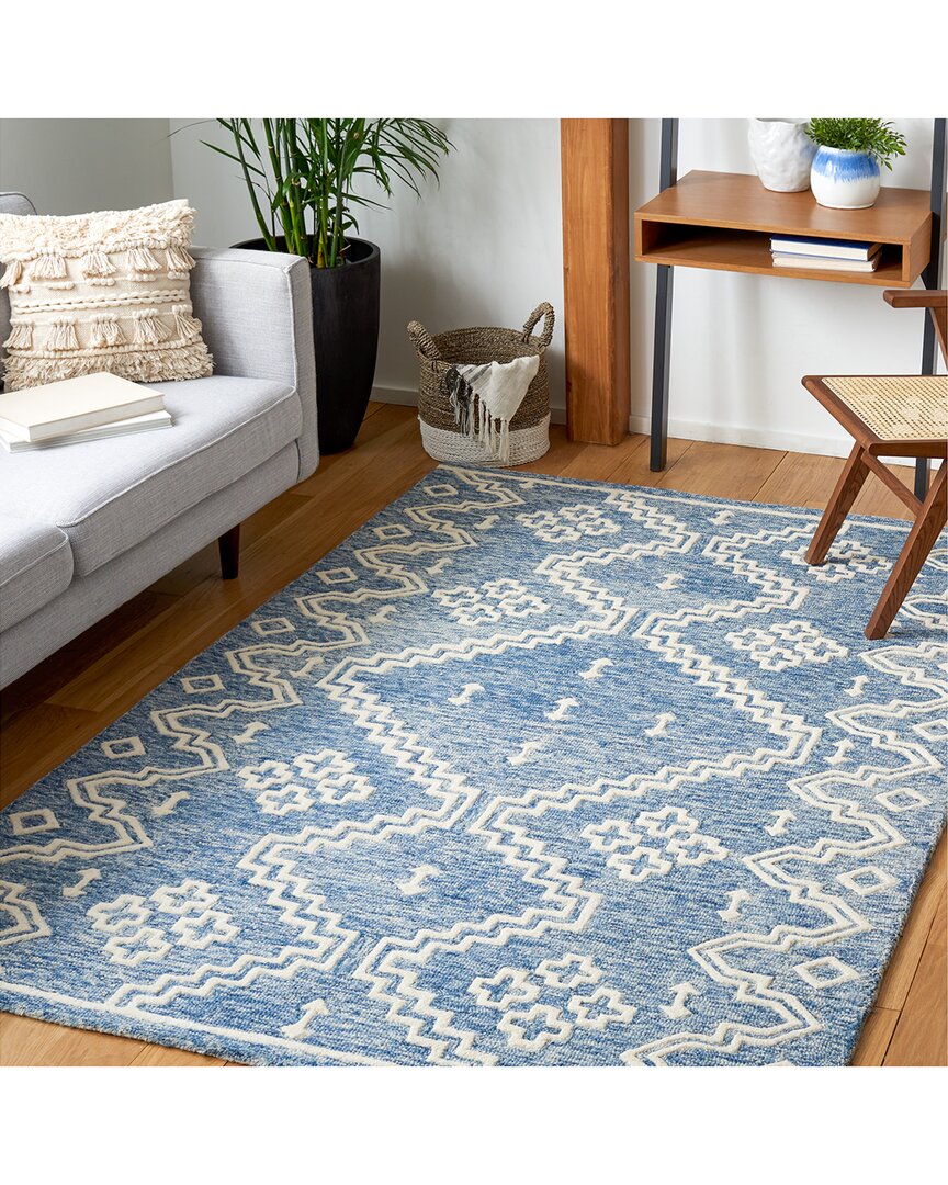 Safavieh Abstract Sandwave Aztec Hand-tufted Wool Rug In Blue