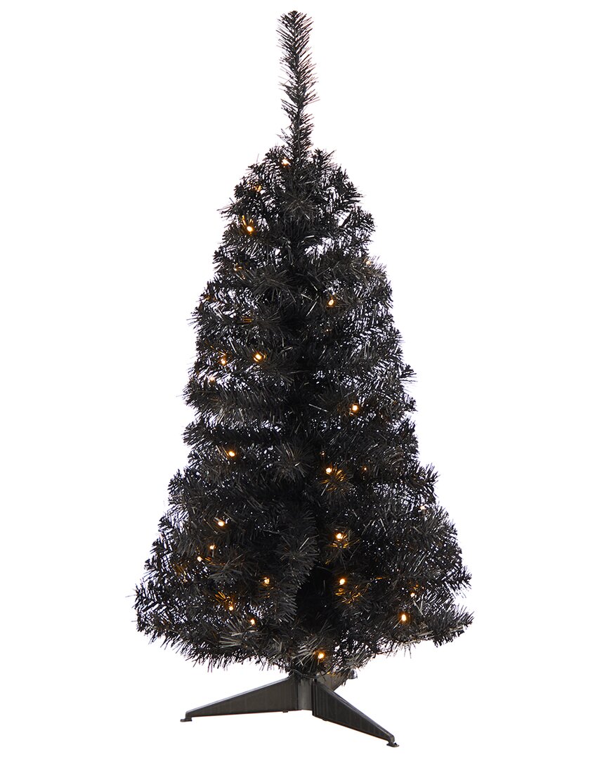 Shop Nearly Natural 3ft Black Artificial Christmas Tree With 50 Led Lights