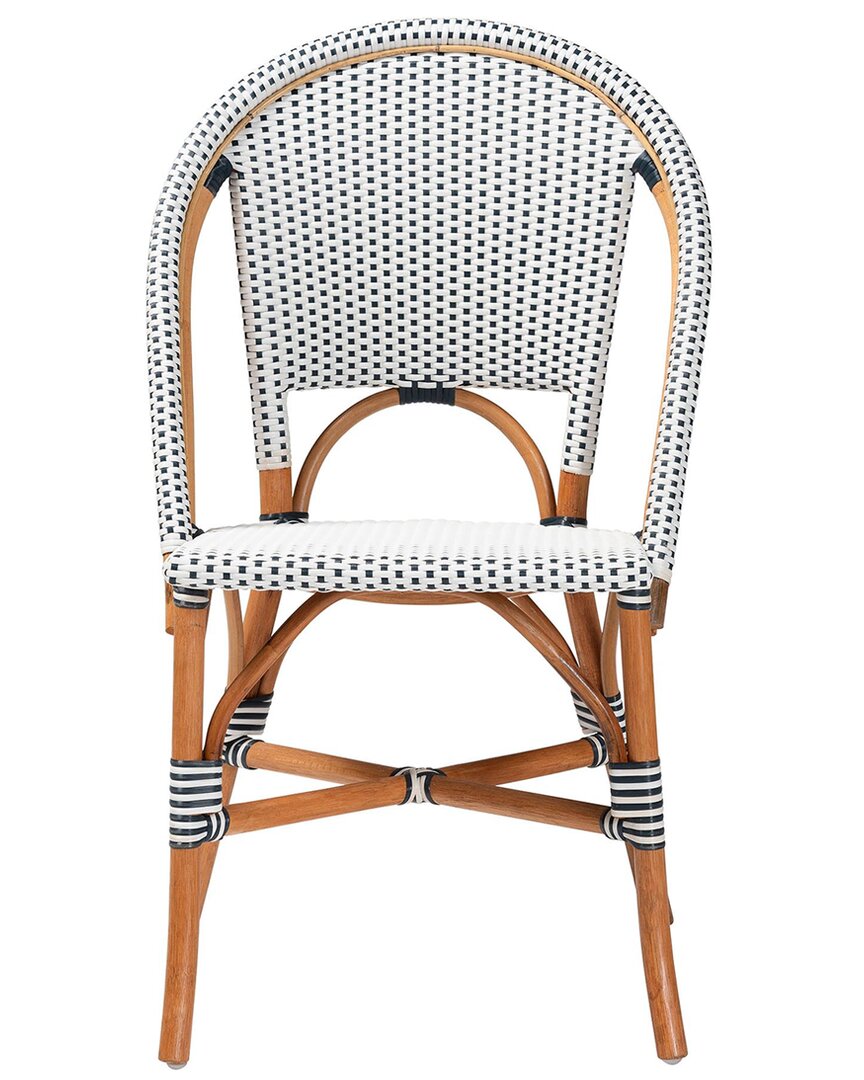 Baxton Studio Genica Classic French Two-tone Weaving & Rattan Bistro Chair