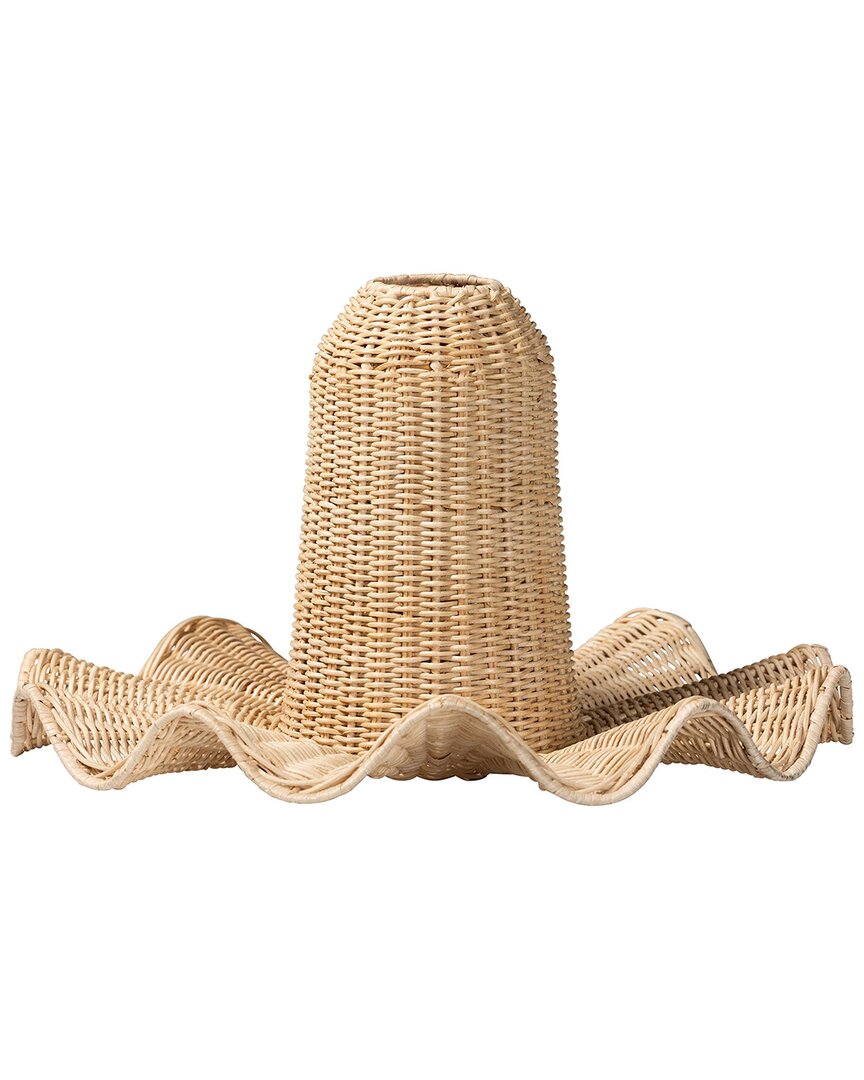 Baxton Studio Lavada Bohemian Scalloped Rattan Pendant Lampshade