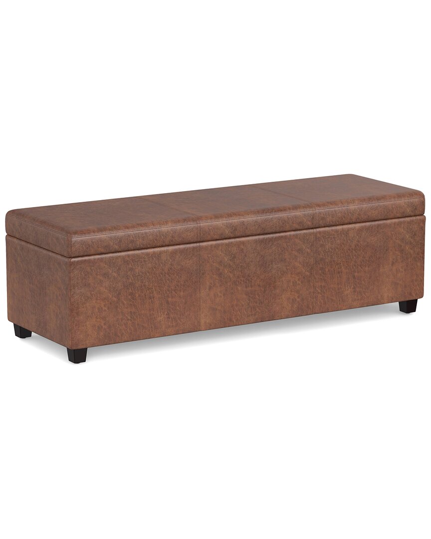 Simpli Home Avalon 54in Contemporary Rectangle Extra Large Storage Ottoman Bench