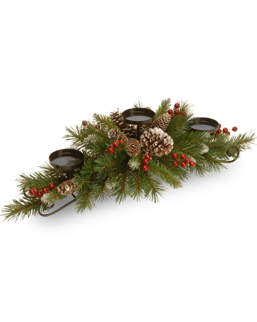 National Tree Company 30in Frosted Berry Centerpiece With 3 Candle Holders