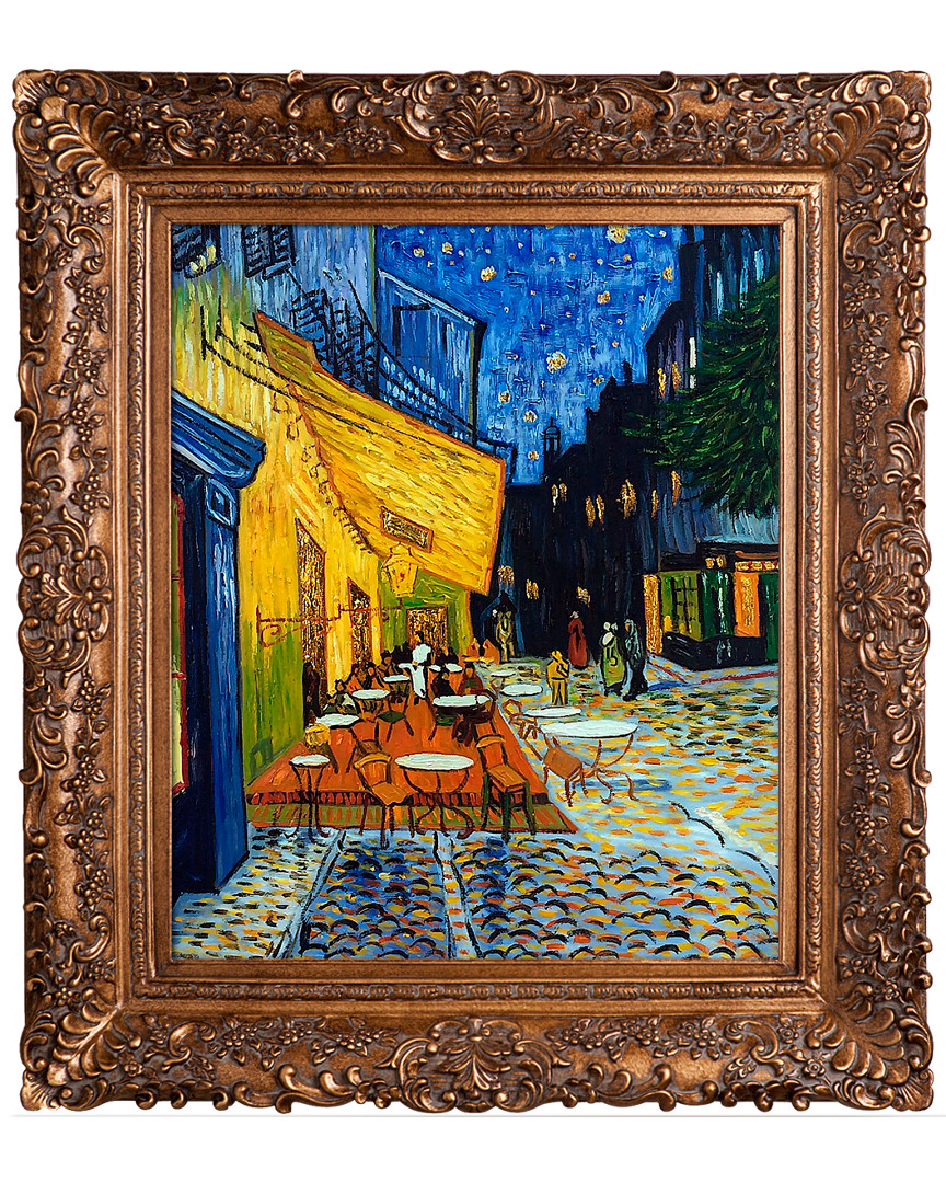 Museum Masters Cafe Terrace At Night Metallic Embellished By Vincent Van Gogh Reproduction