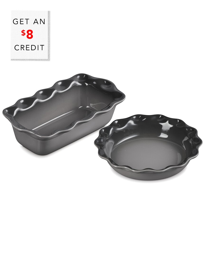 Le Creuset Stoneware Heritage Pie Dish & Fluted Loaf Pan Set