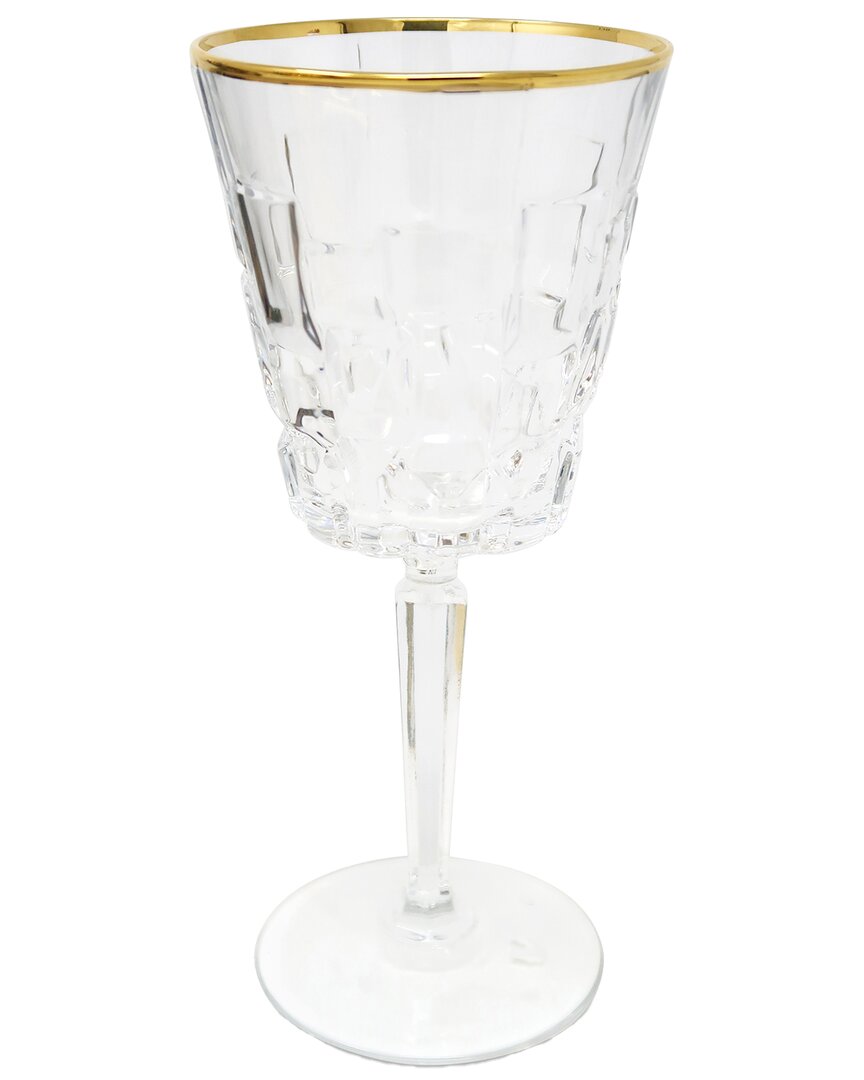 Vivience Set Of 6 Water Glasses With Block Design & Foot Detail