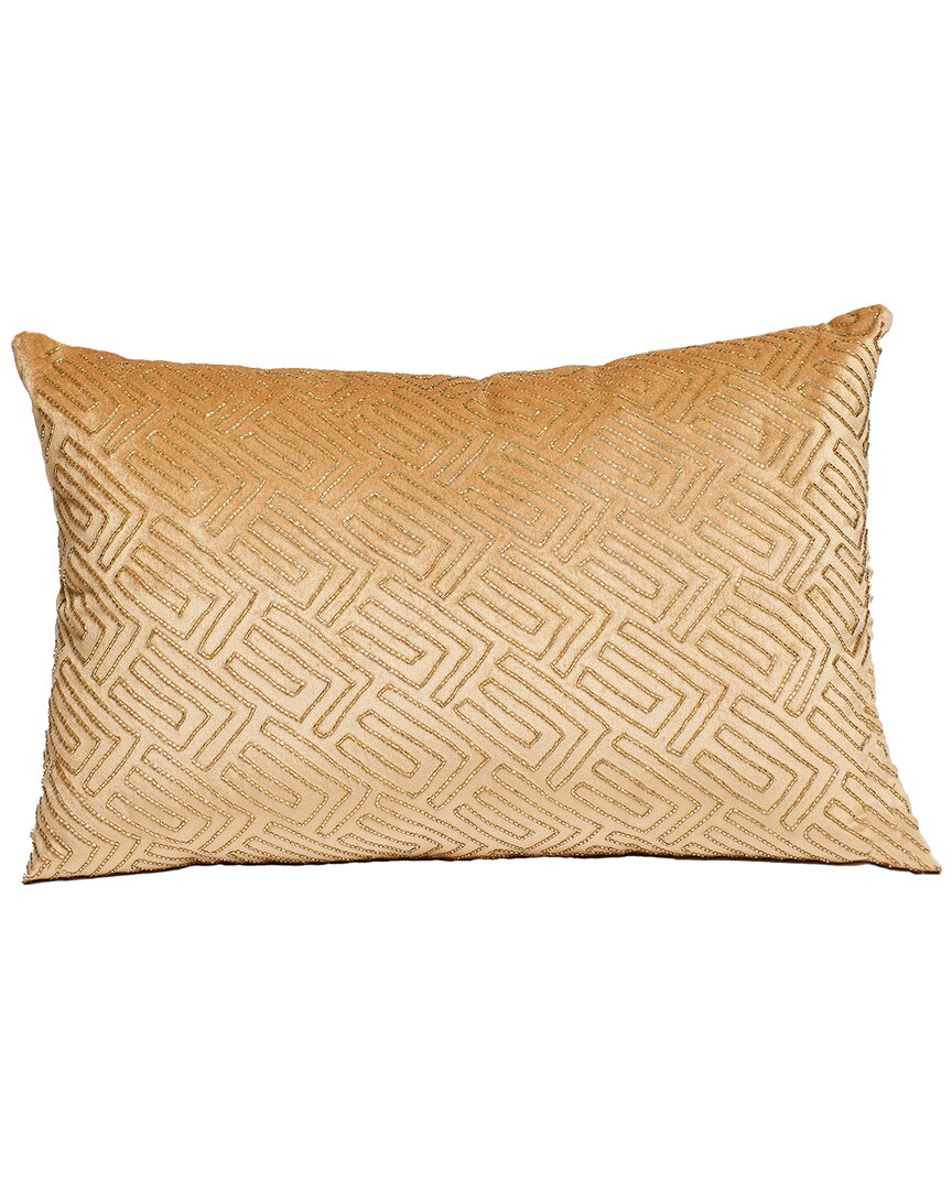 Harkaari Labyrinth Heavily Embellished Velvet Throw Pillow In Gold
