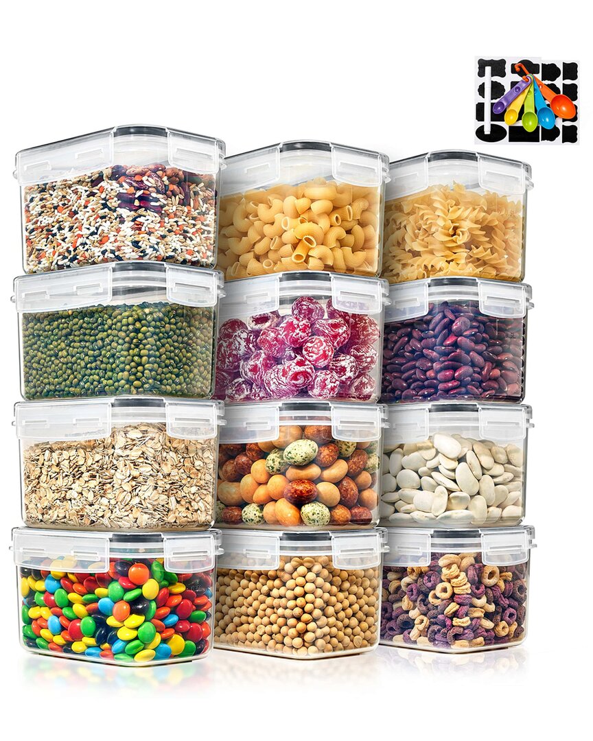 Sorbus Set Of 12 Food Storage Containers With Lids, Measuring Spoons & Labels