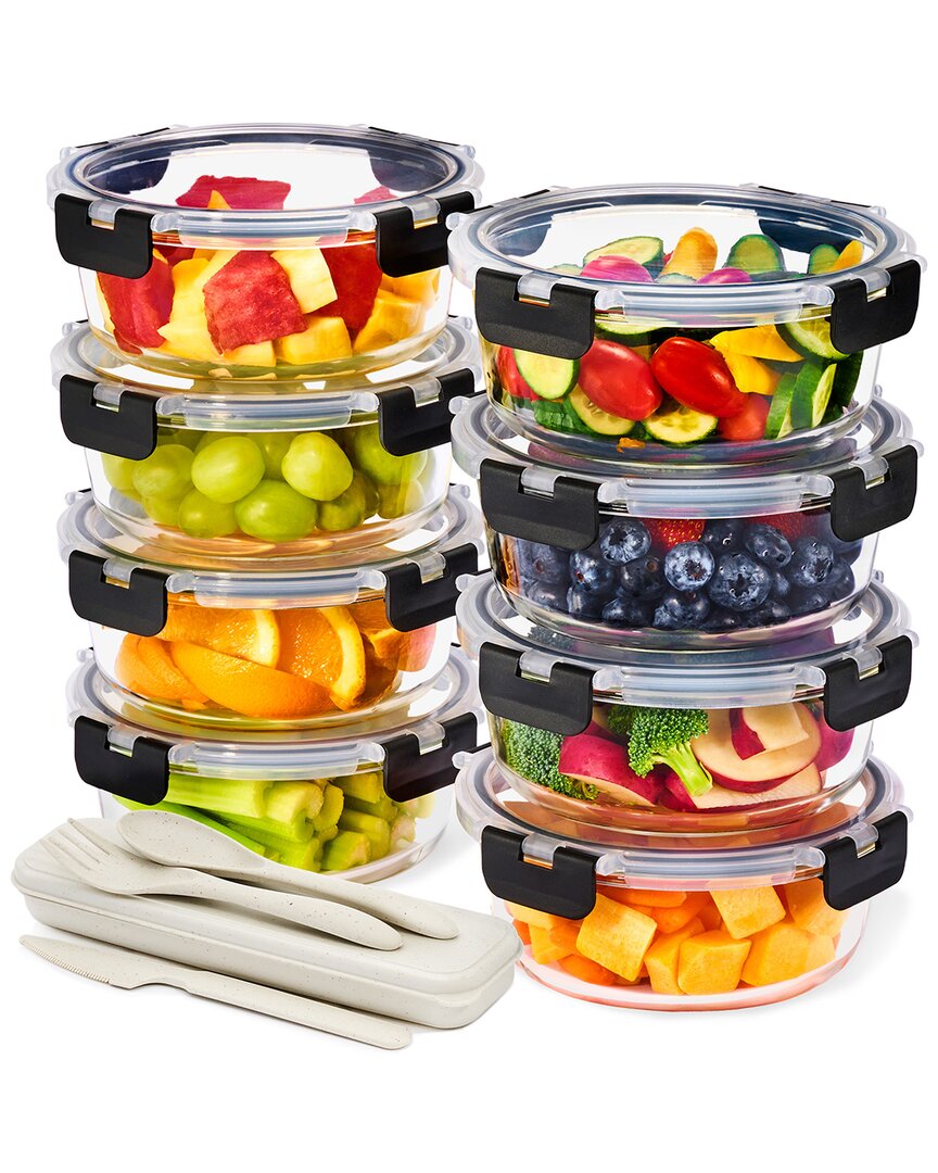 Sorbus Set Of 8 Glass Round Meal Prep Containers With Airtight Lids