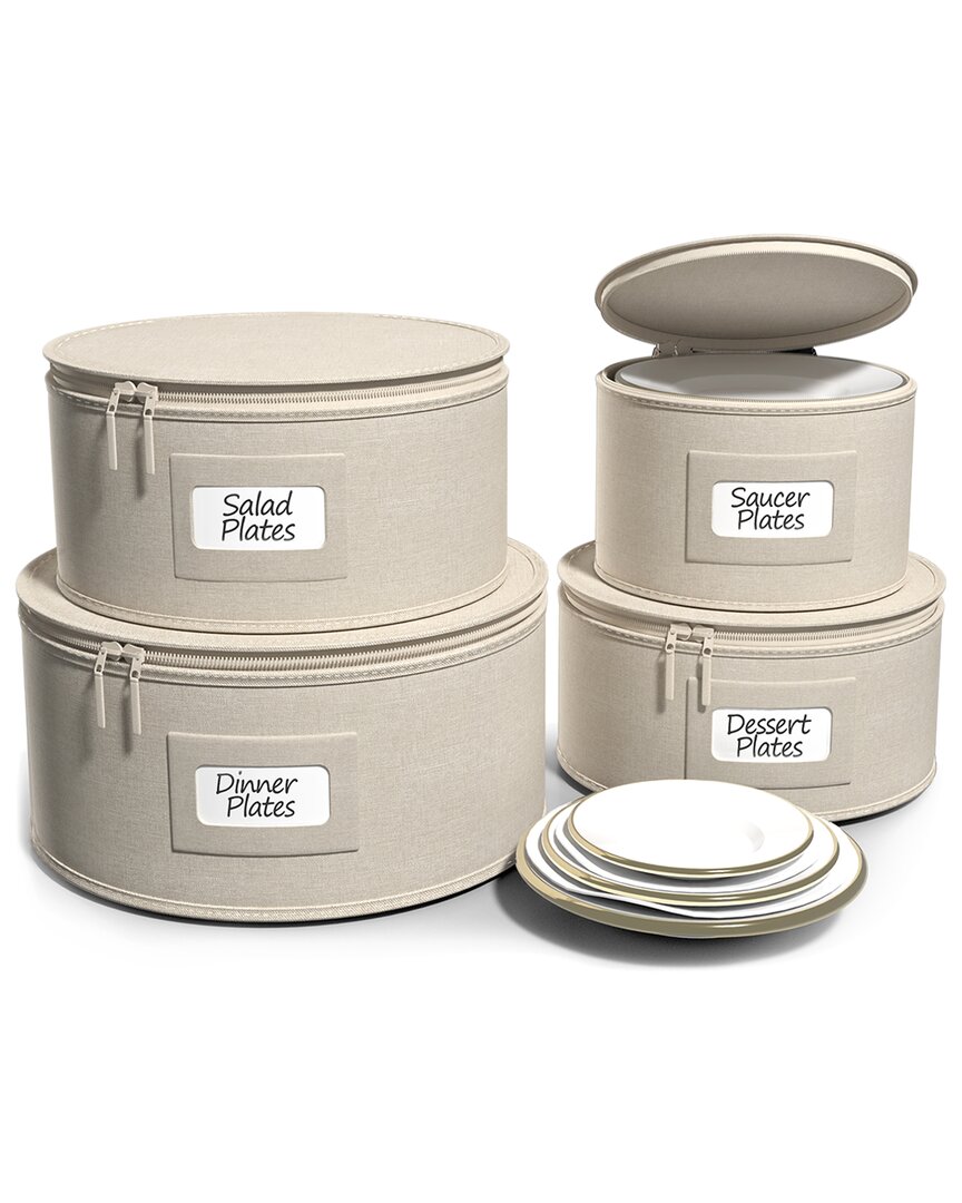 Sorbus China Storage Containers - 4 Stackable Hard Shell Plate Carrier Set