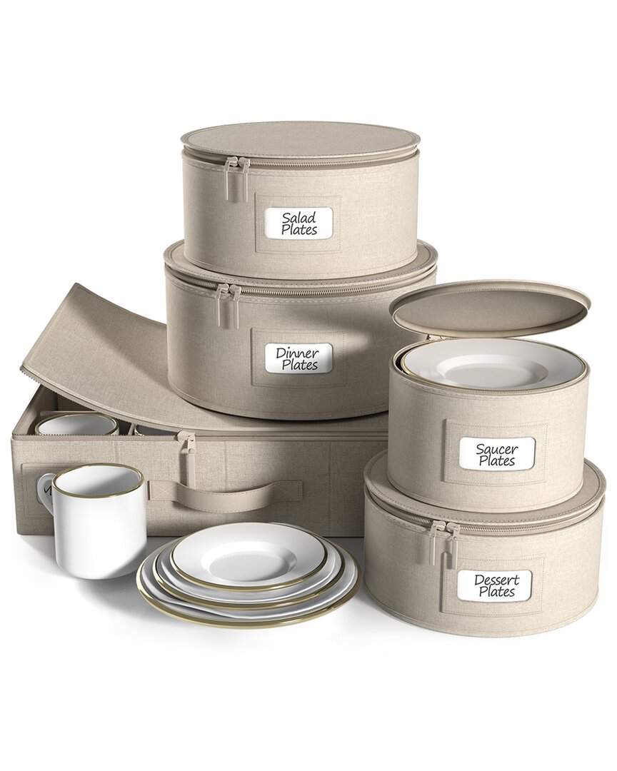 Sorbus China Storage Containers Hard Shell 5pc Stackable Plate Storage Set