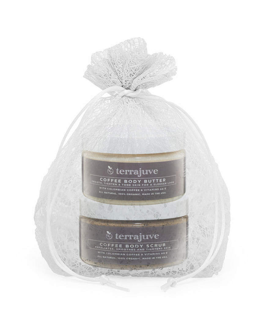 Terrajuve Coffee Cellulite Scrub And Coffer Cream Natural Organic Gift Wrapped In Organza Bag