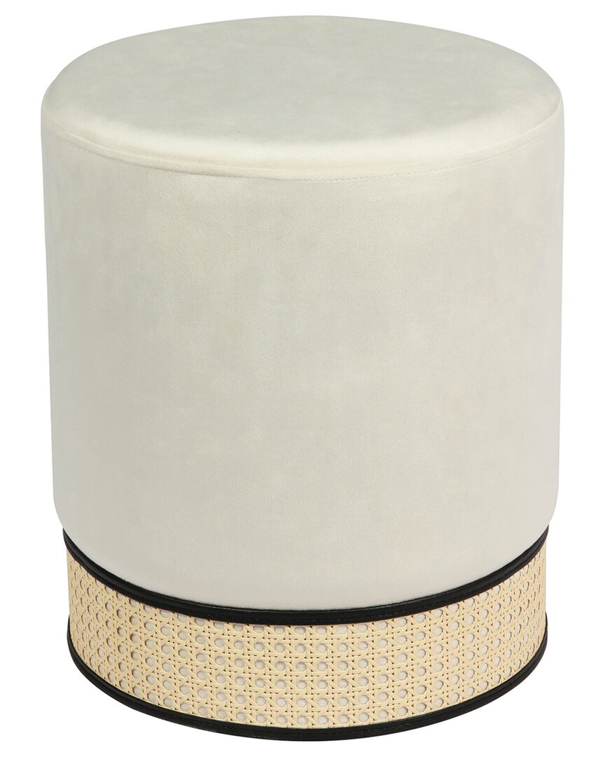 Tov Furniture Ivy Velvet Ottoman In Cream