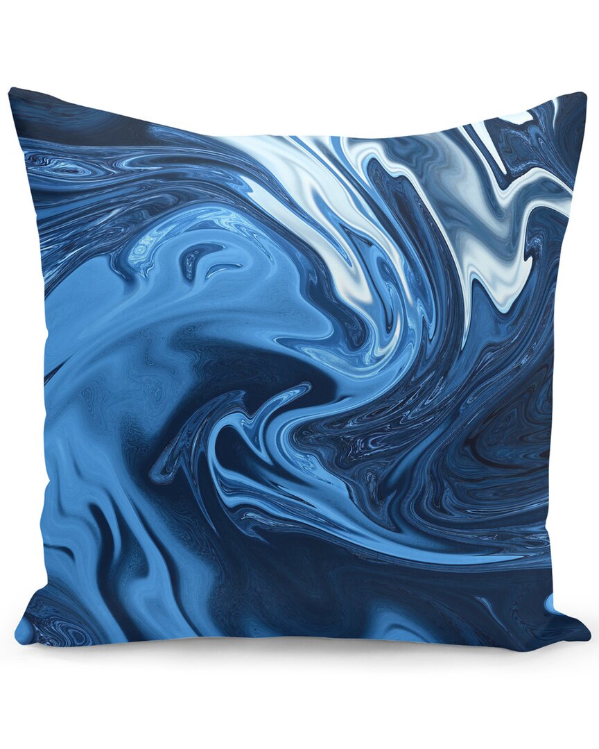 Curioos Abstract Marble Pillow In Blue