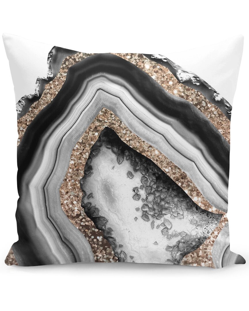 Curioos Agate Gold Glitter Glam Pillow In Gray