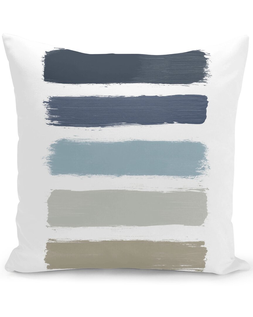 Curioos Blue & Taupe Stripes Pillow In White