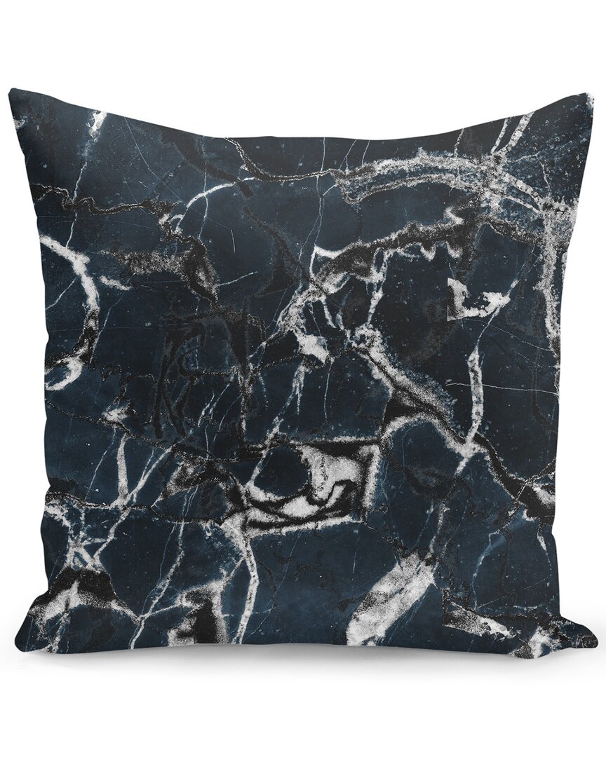 Curioos Dark Marble Blue & Black Pillow
