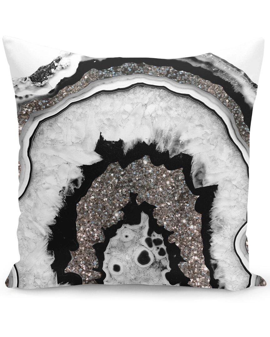 Curioos Gray Black White Agate With Silver Glitter Pillow