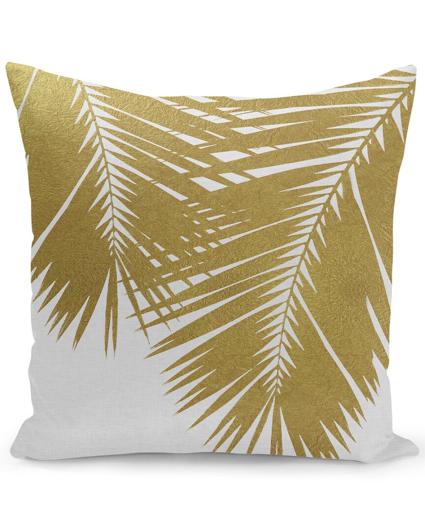 Curioos Palm Leaf Gold Ii Pillow In White