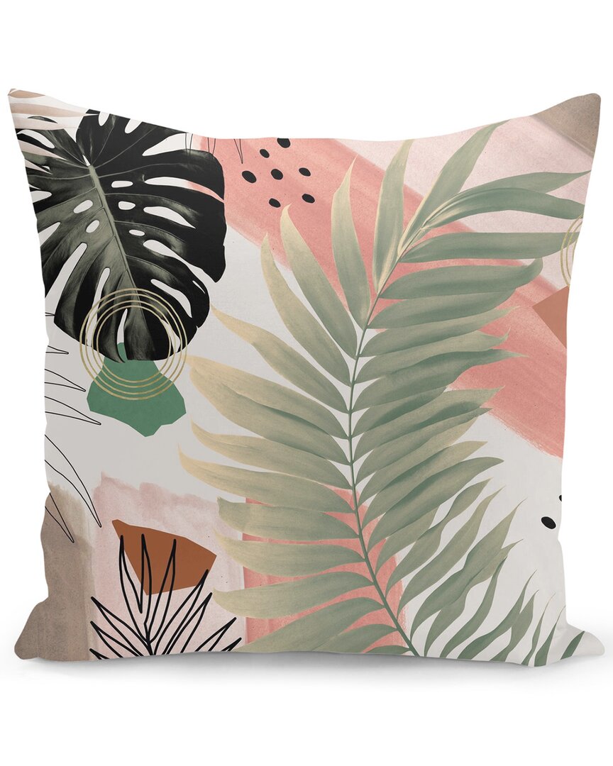 Curioos Palm Leaf Summer Glam Pillow In Pink