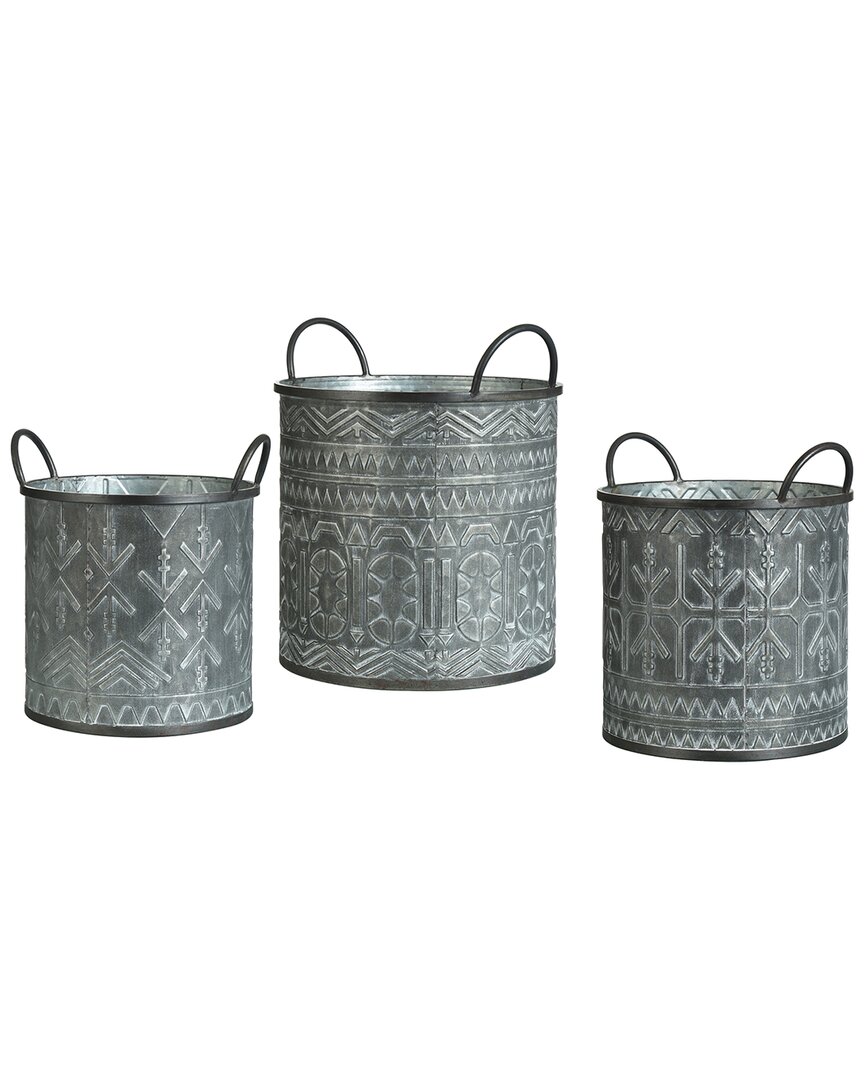 Stylecraft Murphy Set Of 3 Galvanized Buckets