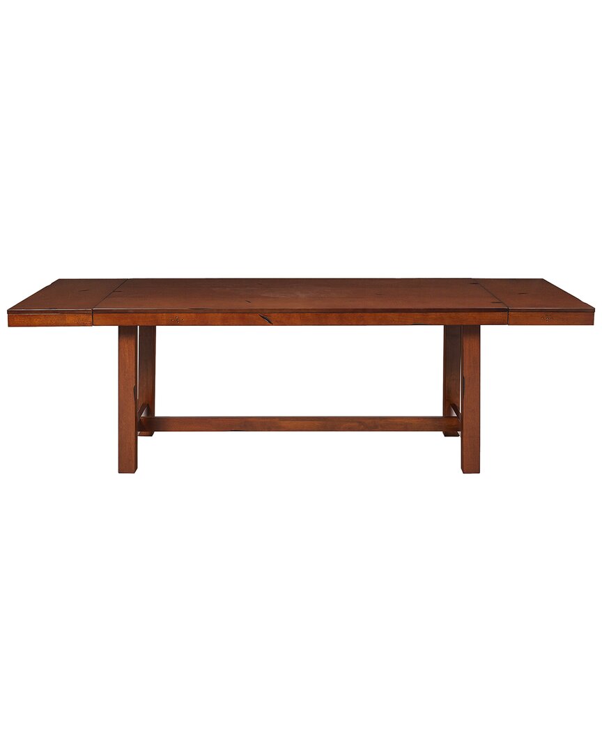 Walker Edison Rustic Wood Expandable Trestle-style Dining Table In Brown