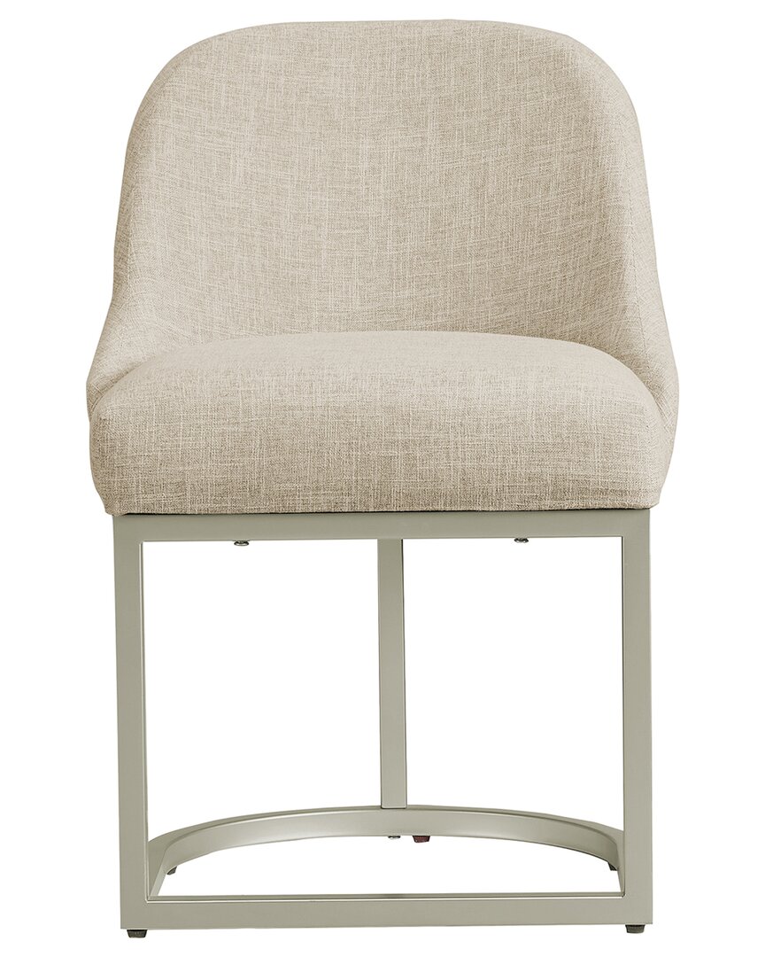 Leick Home Set Of 2 Barrelback Dining Chairs With Metal Base In Neutral