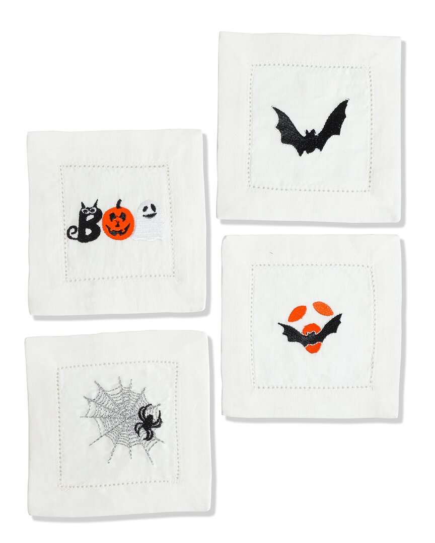 Tiramisu Set Of 4 Haunted Night Cocktail Napkins In Orange