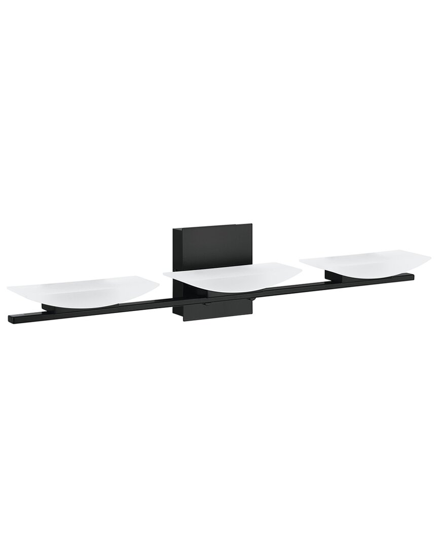 Eglo Metrass 3 Light Integrated Led Bath/vanity Light With Matte Black Finish & Satin Shade