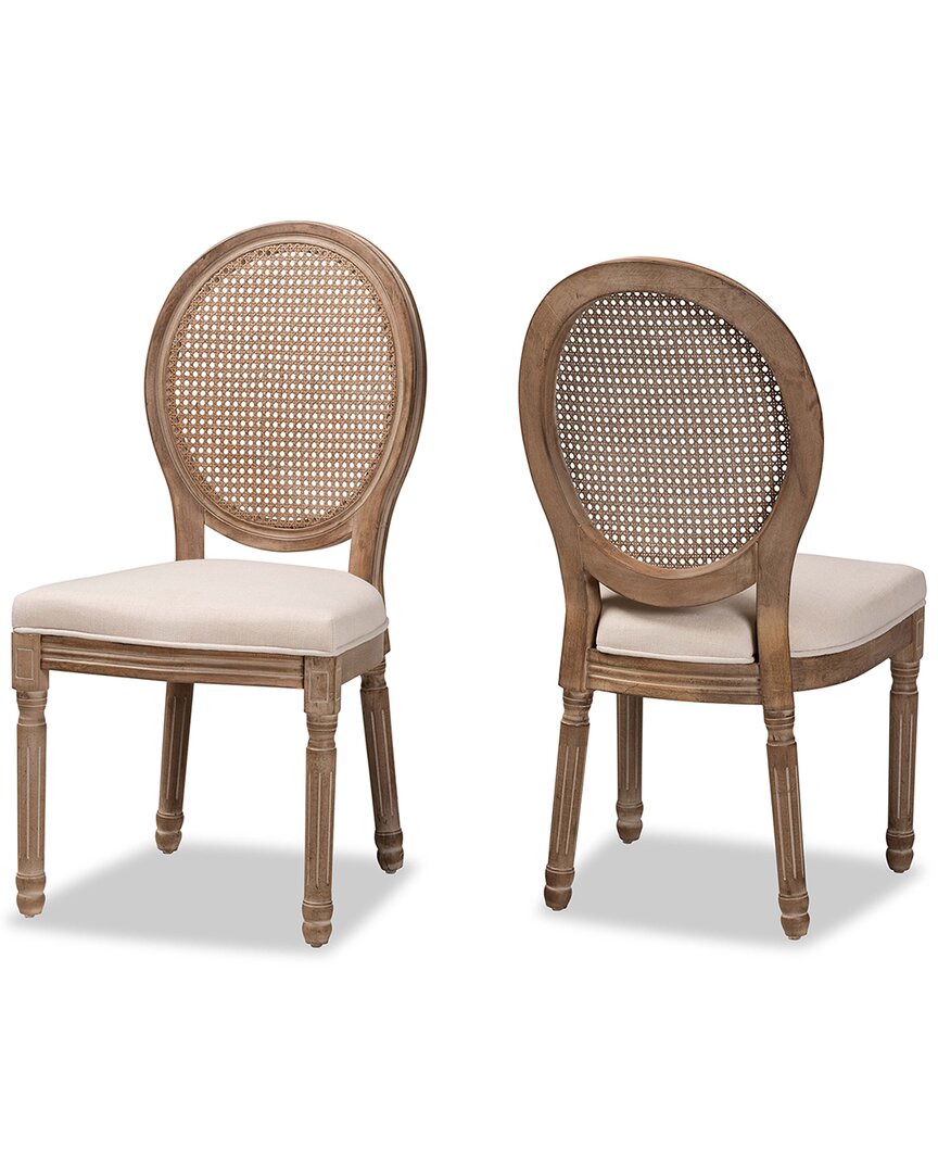 Baxton Studio Louis Traditional French Inspired 2pc Dining Chair Set In Beige