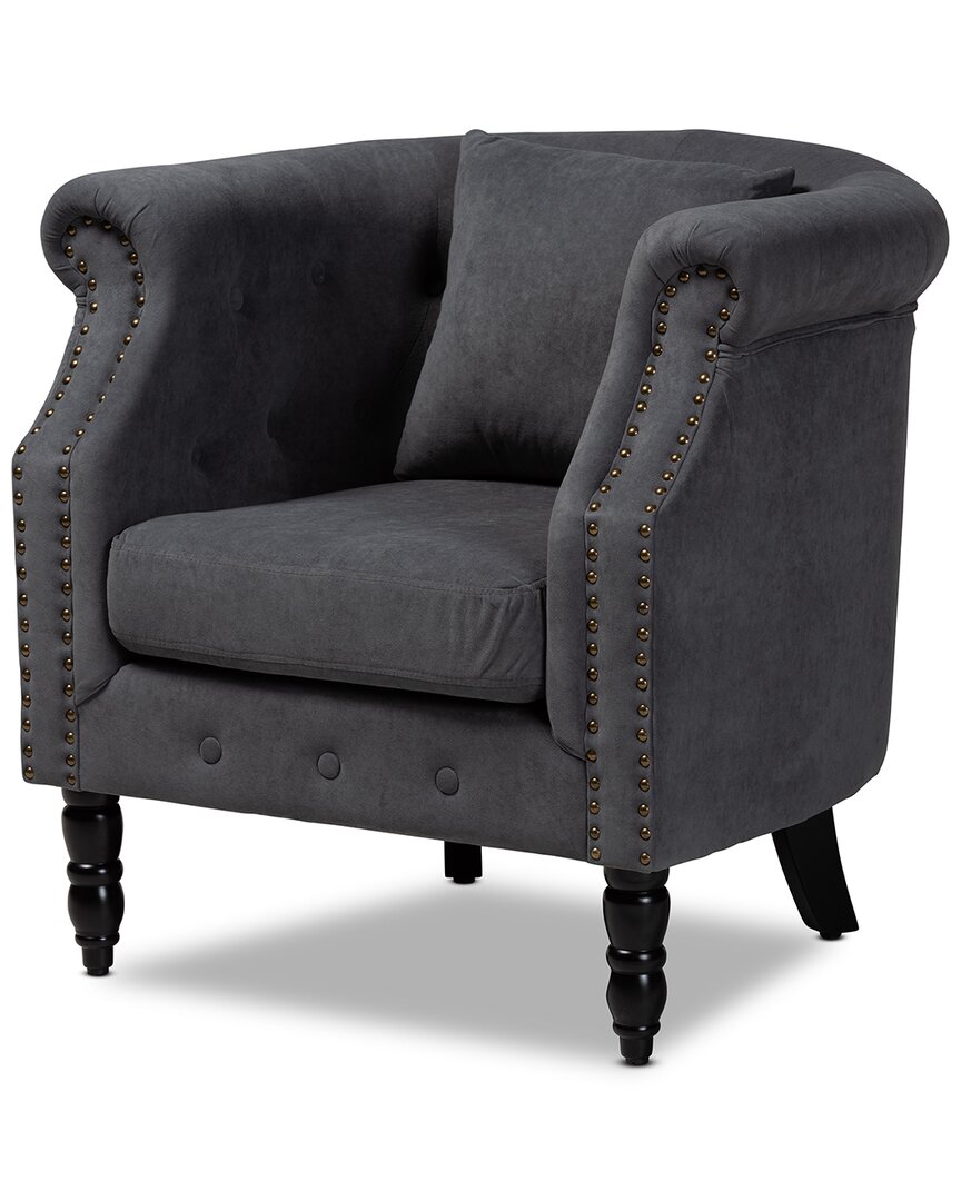 Baxton Studio Renessa Classic Traditional Velvet Armchair In Grey